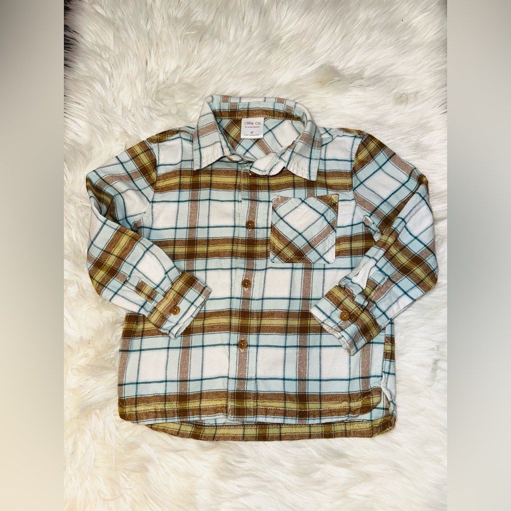 Little Co. By Lauren Conrad Toddler Boy 100% Organic cotton Flannel  Shirt B7